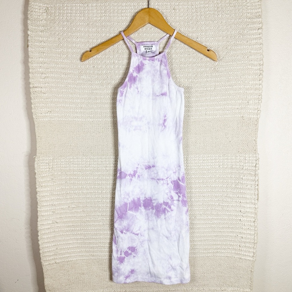 FRANKIE'S BIKINIS x Revolve white and purple tie dye ribbed Christine mini dress
